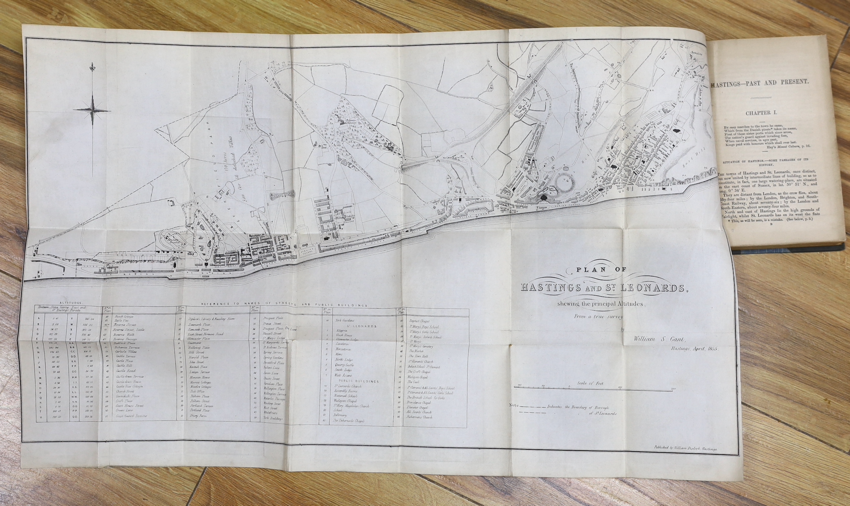HASTINGS - Powell, P.M - Hastings Guide, 3rd edition, 8vo, half calf, with folding town plan and 30 plates, circa 1823, bound with the 5th edition, with folding town plan and 20 plates, circa 1830; [Howard, Mary Matilda]